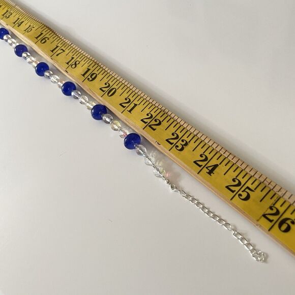 Earthmind Blue India Gemstone White AB Glass Beaded Necklace Statement Boho - Picture 7 of 7